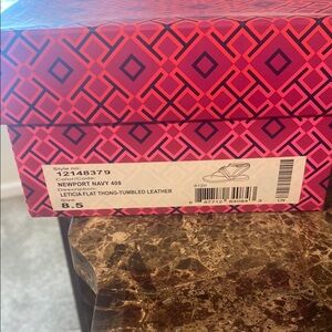 Tory Burch Navy Leather Thong Sandals